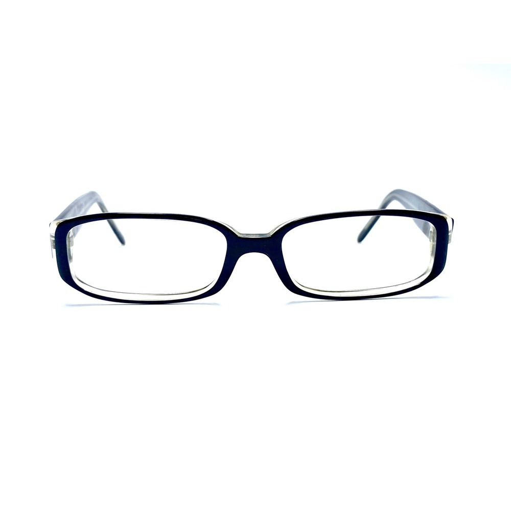 Versace Black Clear Rectangular Frame Eyeglasses Flex Temples Italy 52 16 140